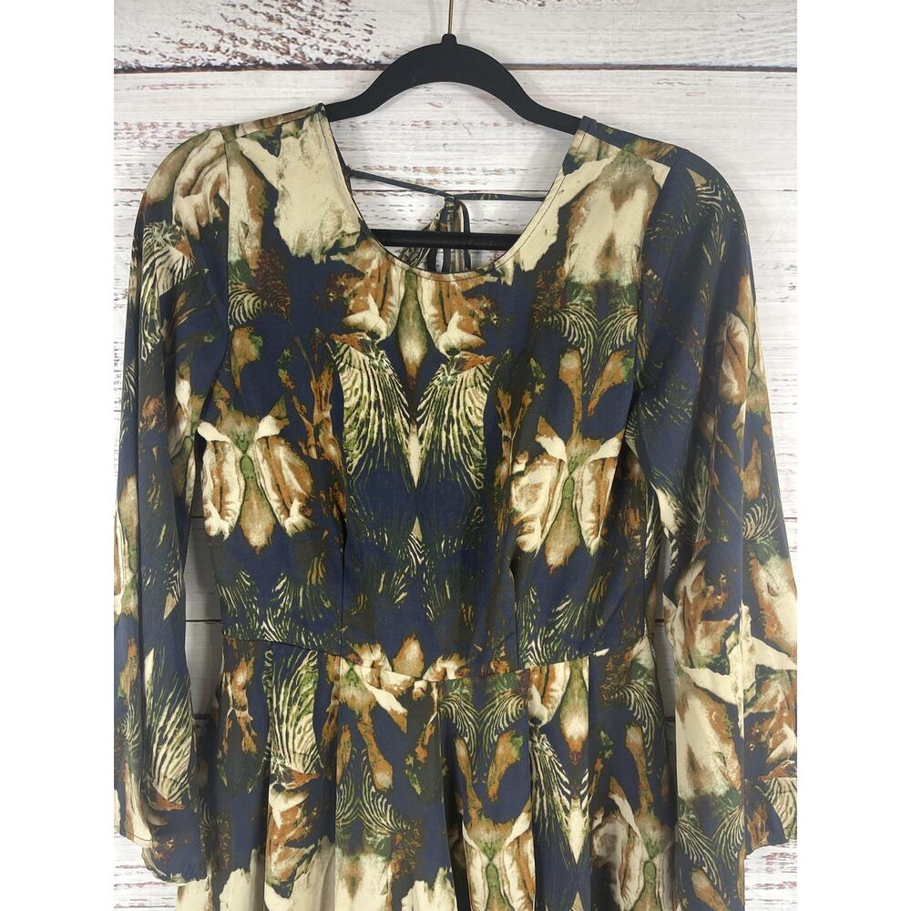 Tobi Romper Women's Medium Boho Bell Sleeve Palm Floral Zip Dress - Picture 2 of 9